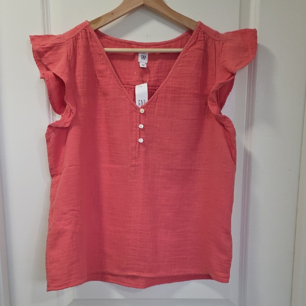 GAP Women's Coral Flutter Sleeve Blouse